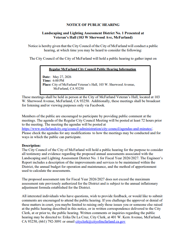 Notice of public hearing